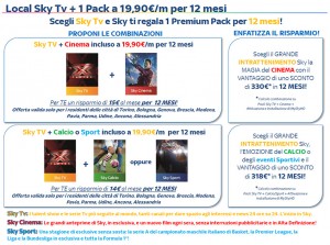 Local Sky Tv + 1 Pack a 19,90€/m per 12 mesi